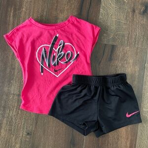 Nike Toddler Pink Crop Top and Black Shorts Set